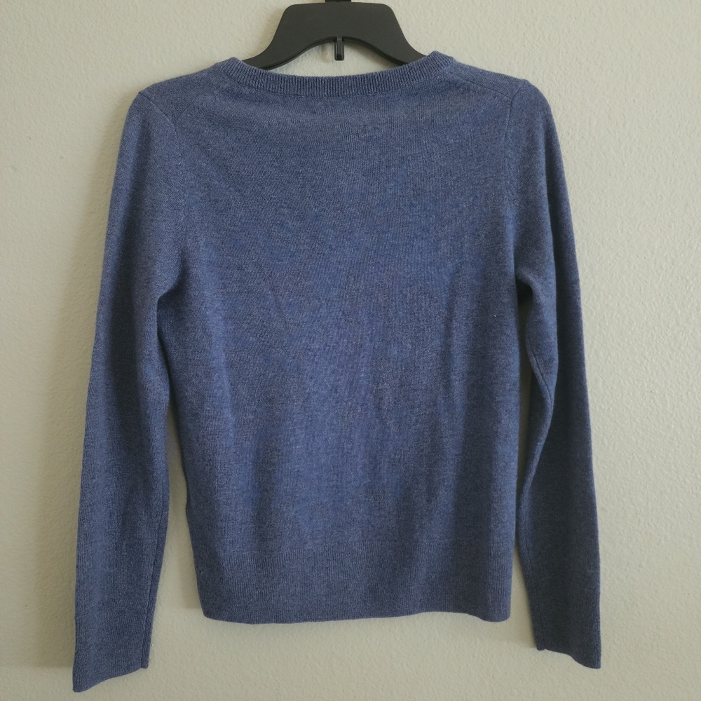 QUINCE 100% Mongolian Cashmere V-Neck Sweater Heather Storm Blue Small - Picture 6 of 7
